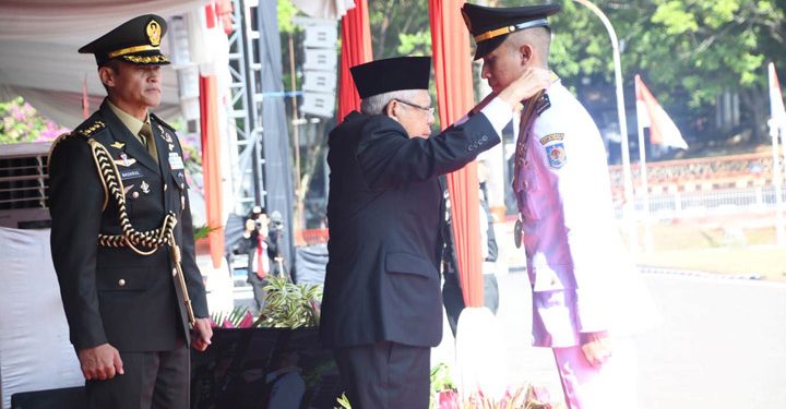 Wakil Presiden (Wapres) RI, K.H. Ma’ruf Amin pada pelantikan 1.079 Pamong Praja Muda IPDN Angkatan XXXI. (foto: Humas IPDN)