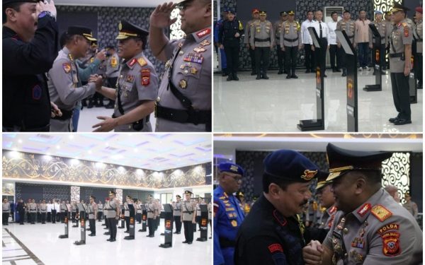 Dansat Brimob Polda Jabar Ikuti Upacara Sertijab Pejabat Utama dan Sejumlah Kapolres